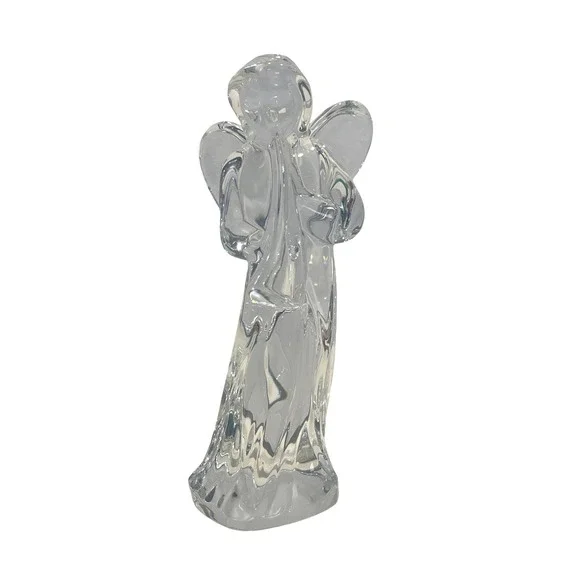 Baccarat Crystal Angel w/ Horn 6‎ Signed France Clear Trumpeting Angel Figurine